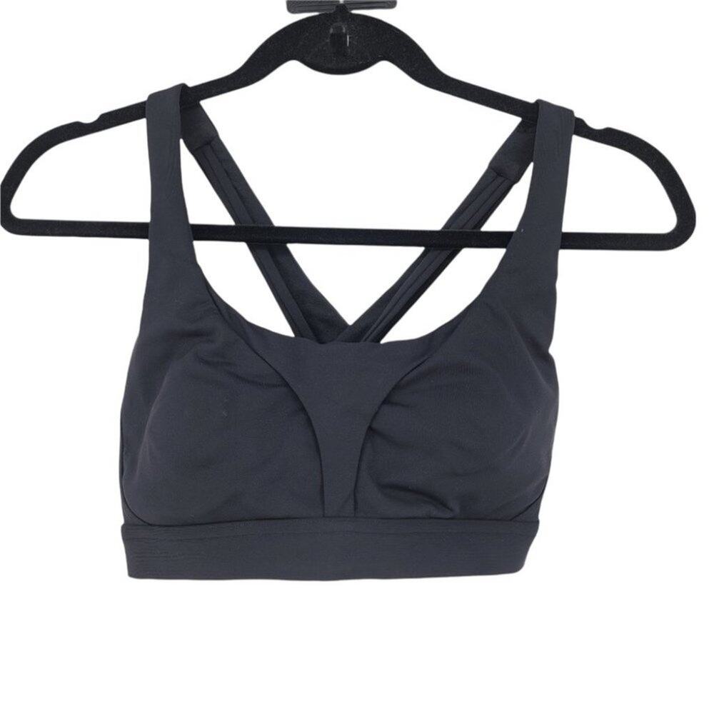 Lululemon Black Criss Cross Back Stash It All Bra Sports Bra Size 6 C/D
